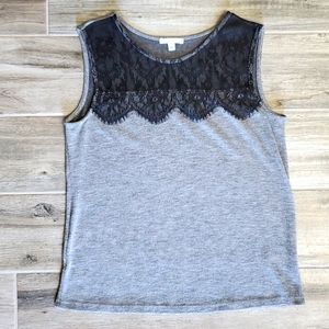 🛍 4 for $20 Soprano grey w black lace tank sz small